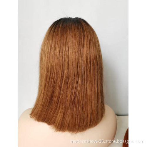 Lace Frontal Wig Virgin Human Hair Wig Customized Colored BOB Straight for Woman 1B/ Blue, Green, Purple Brazilian Hair Long